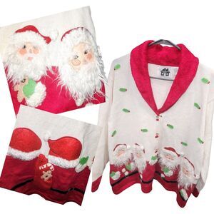 STORYBOOK KNITS Vintage Sz 2X 3D Santa Candy Cane Christmas Party Knit Sweater
